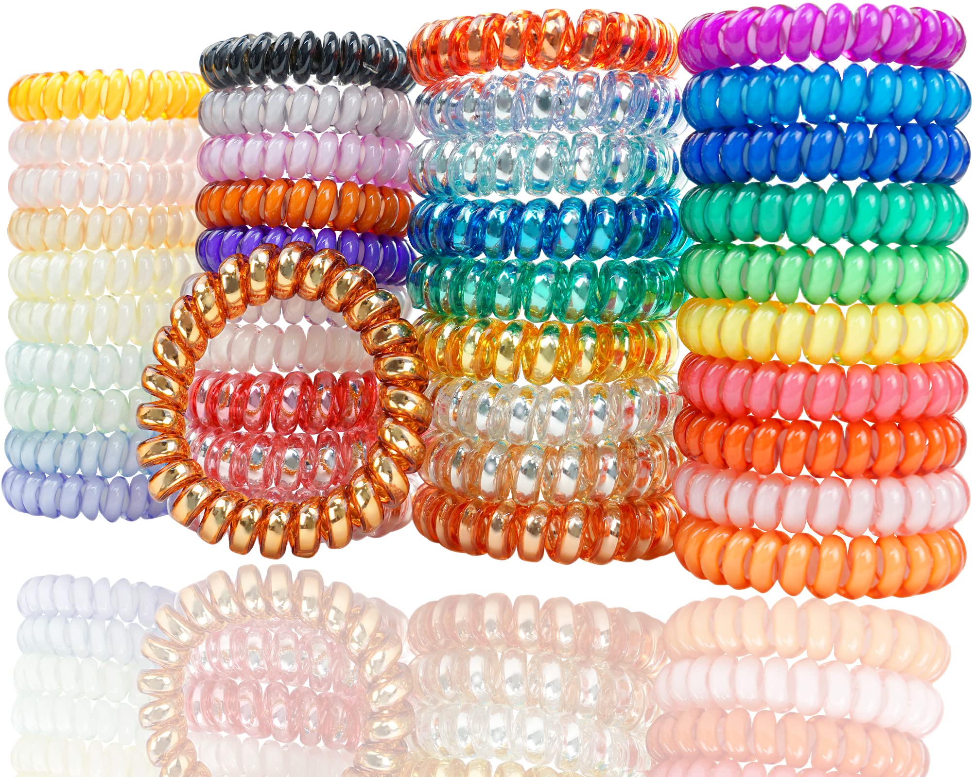 JOYOYO 40 Pack Spiral Hair Ties – Waterproof TPU Hair Coils for All Hair Types