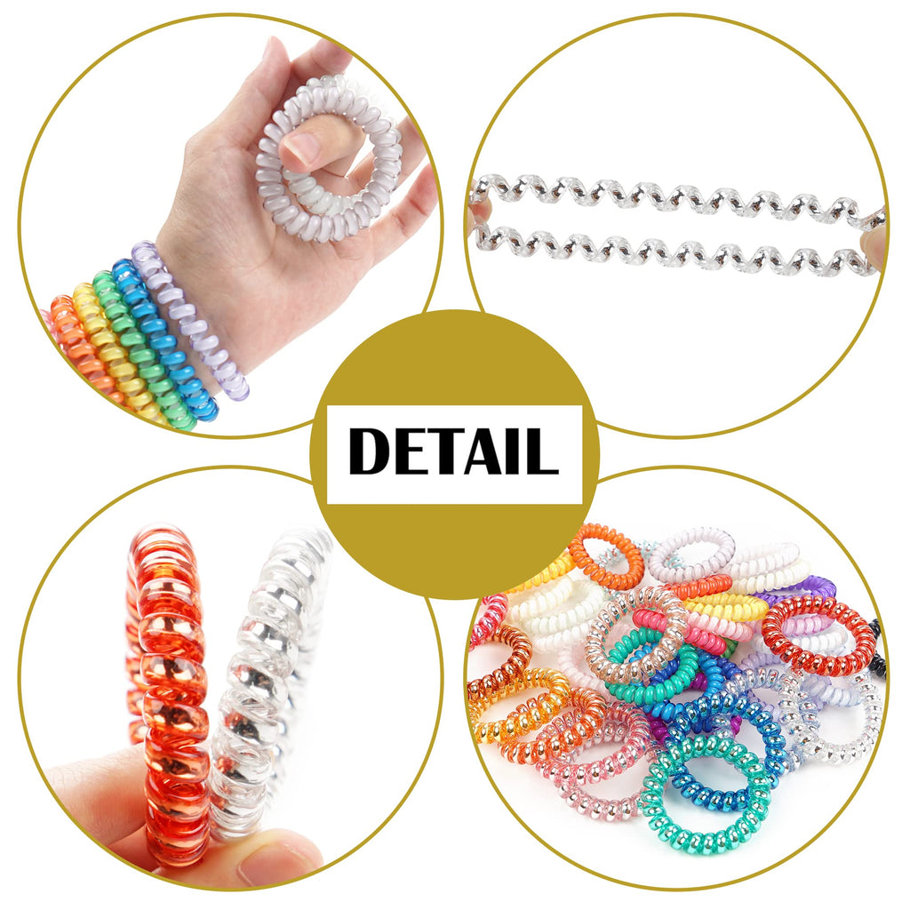 JOYOYO 40 Pack Spiral Hair Ties – Waterproof TPU Hair Coils for All Hair Types
