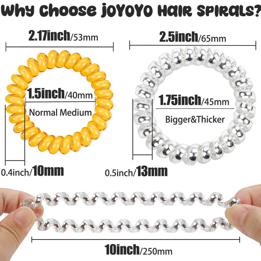 JOYOYO 40 Pack Spiral Hair Ties – Waterproof TPU Hair Coils for All Hair Types