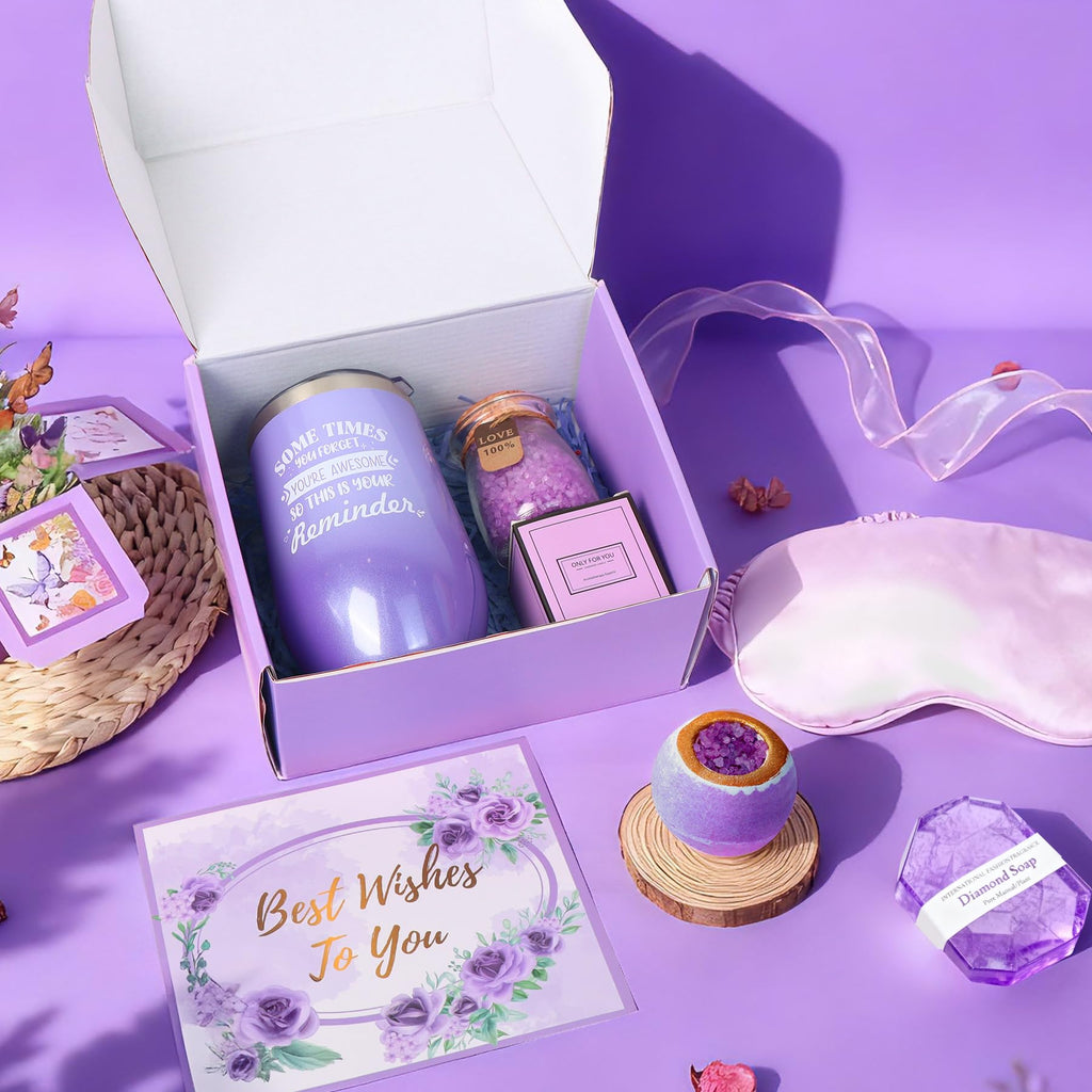 Joyvella Lavender Spa Gift Set – Birthday Gift for Women, Get Well Gift & Self-Care Box