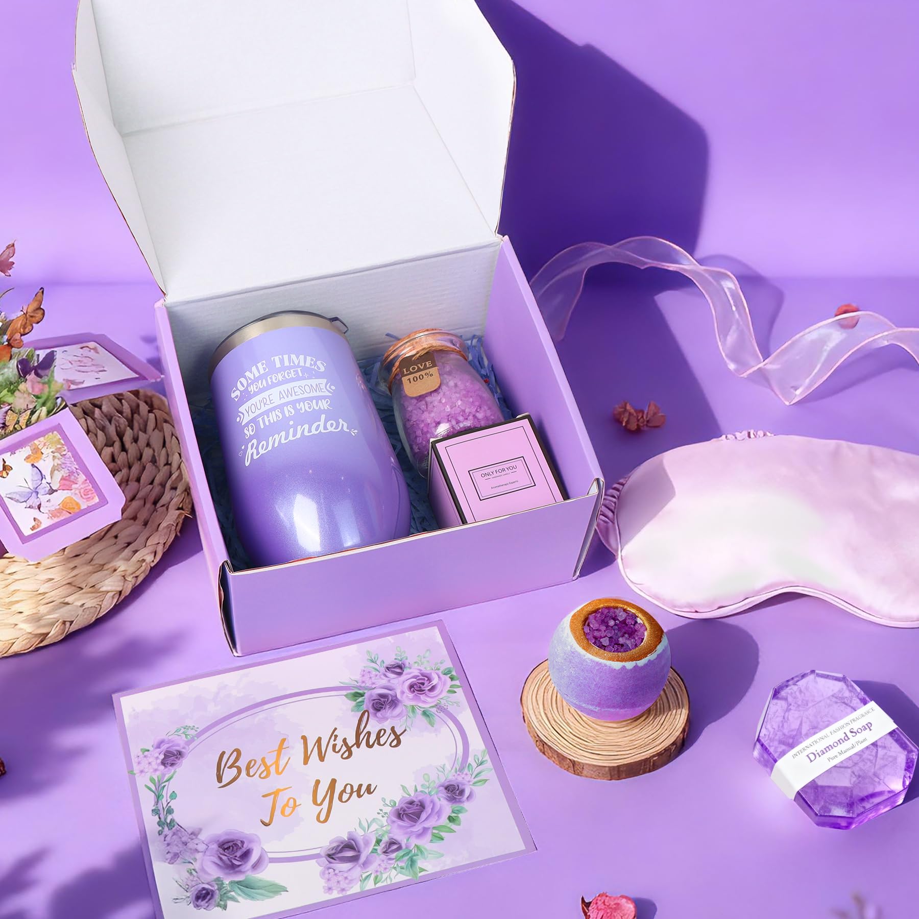 Joyvella Lavender Spa Gift Set – Birthday Gift for Women, Get Well Gift & Self-Care Box
