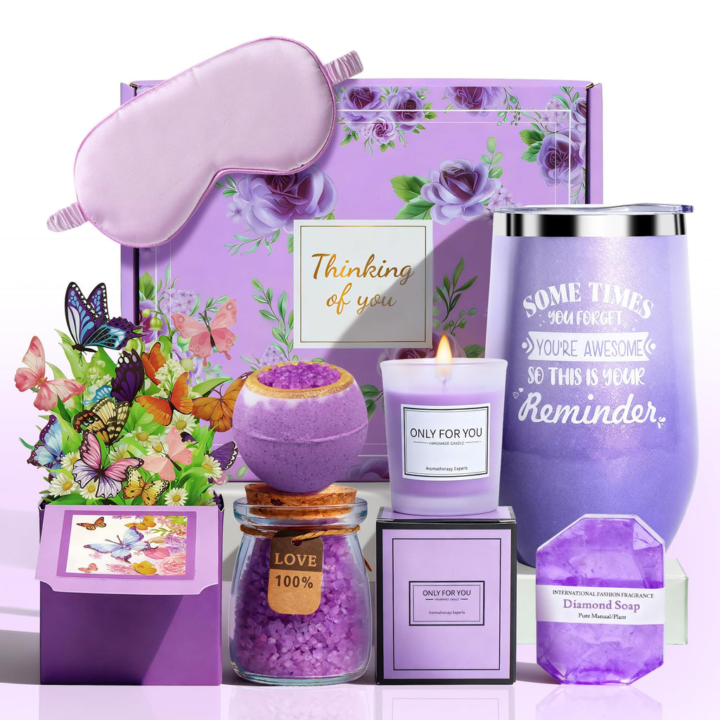 Joyvella Lavender Spa Gift Set – Birthday Gift for Women, Get Well Gift & Self-Care Box