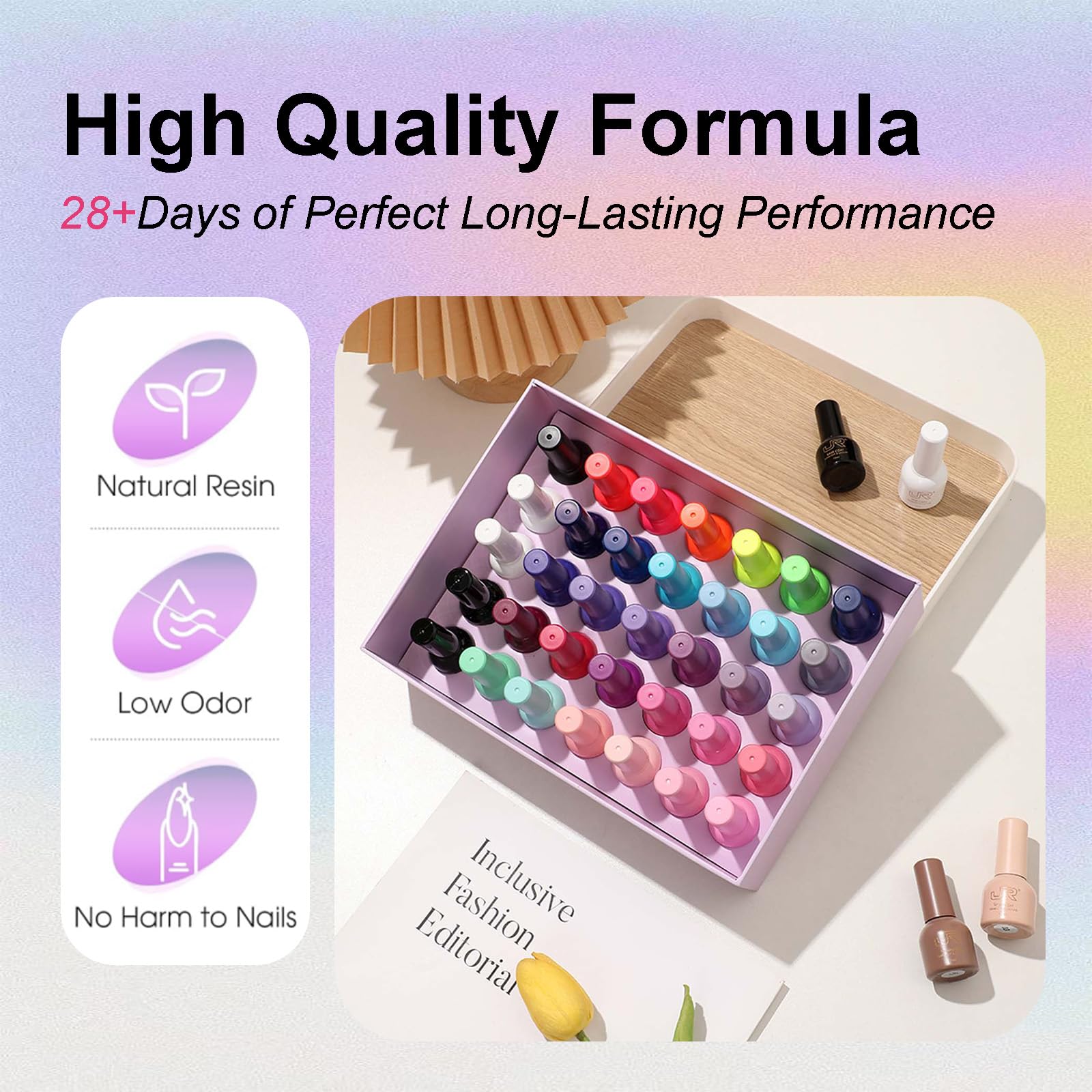 JR 35pcs 10ml Gel Nail Polish Set – Color-Matched Bottles, Base & Top Coats, Matte Finish