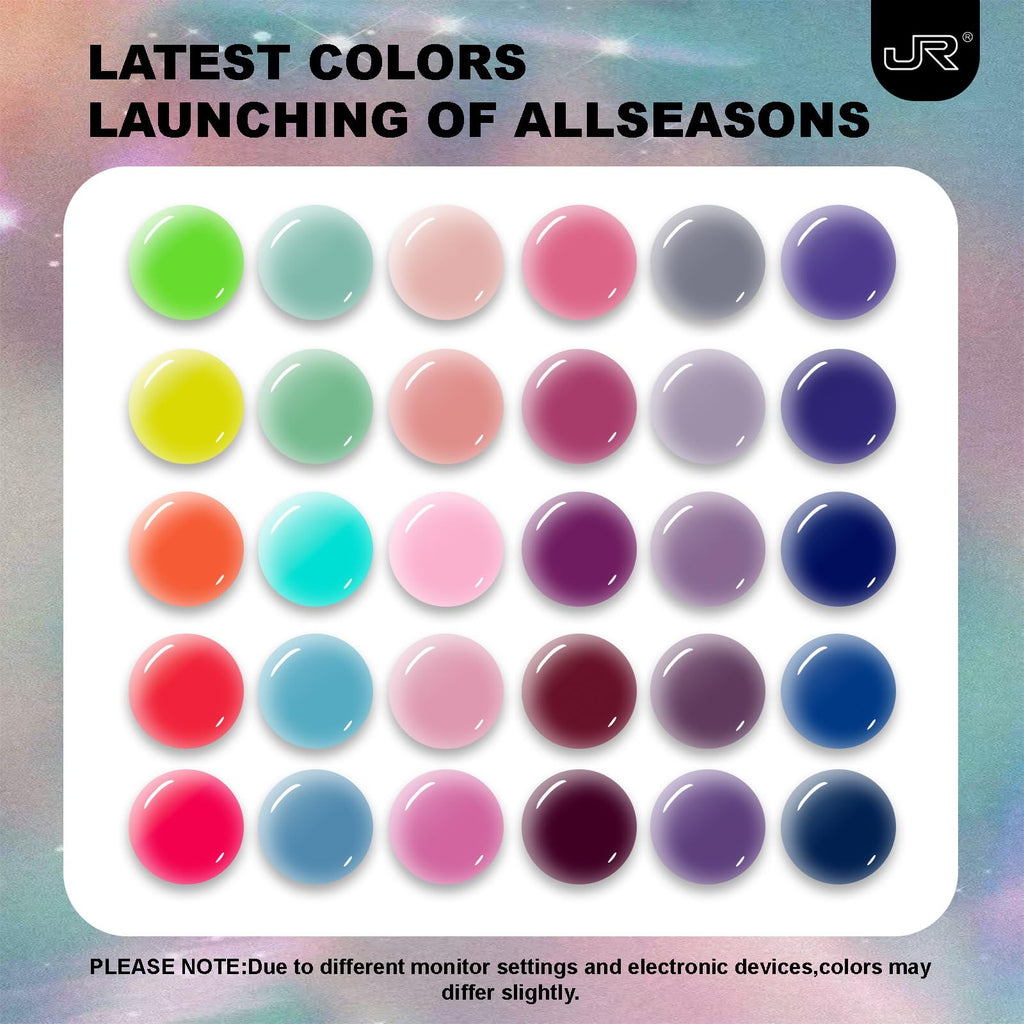 JR 35pcs 10ml Gel Nail Polish Set – Color-Matched Bottles, Base & Top Coats, Matte Finish