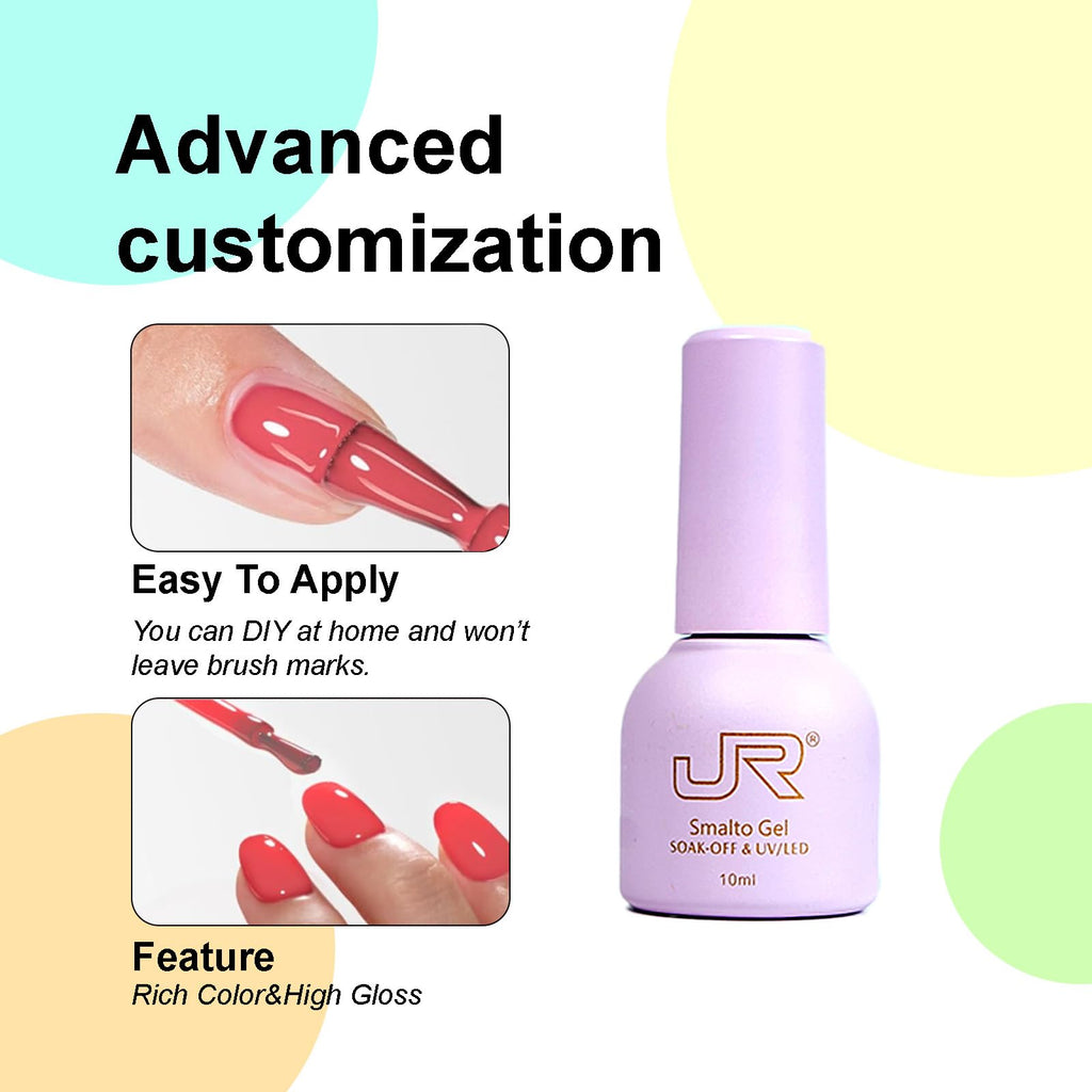 JR 35pcs 10ml Gel Nail Polish Set – Color-Matched Bottles, Base & Top Coats, Matte Finish