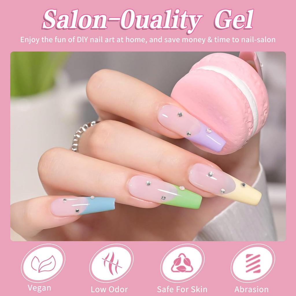 JR 9pcs 15ml Gel Nail Polish Set – Macaron Colors for Long-Lasting, Easy Soak-Off Manicures