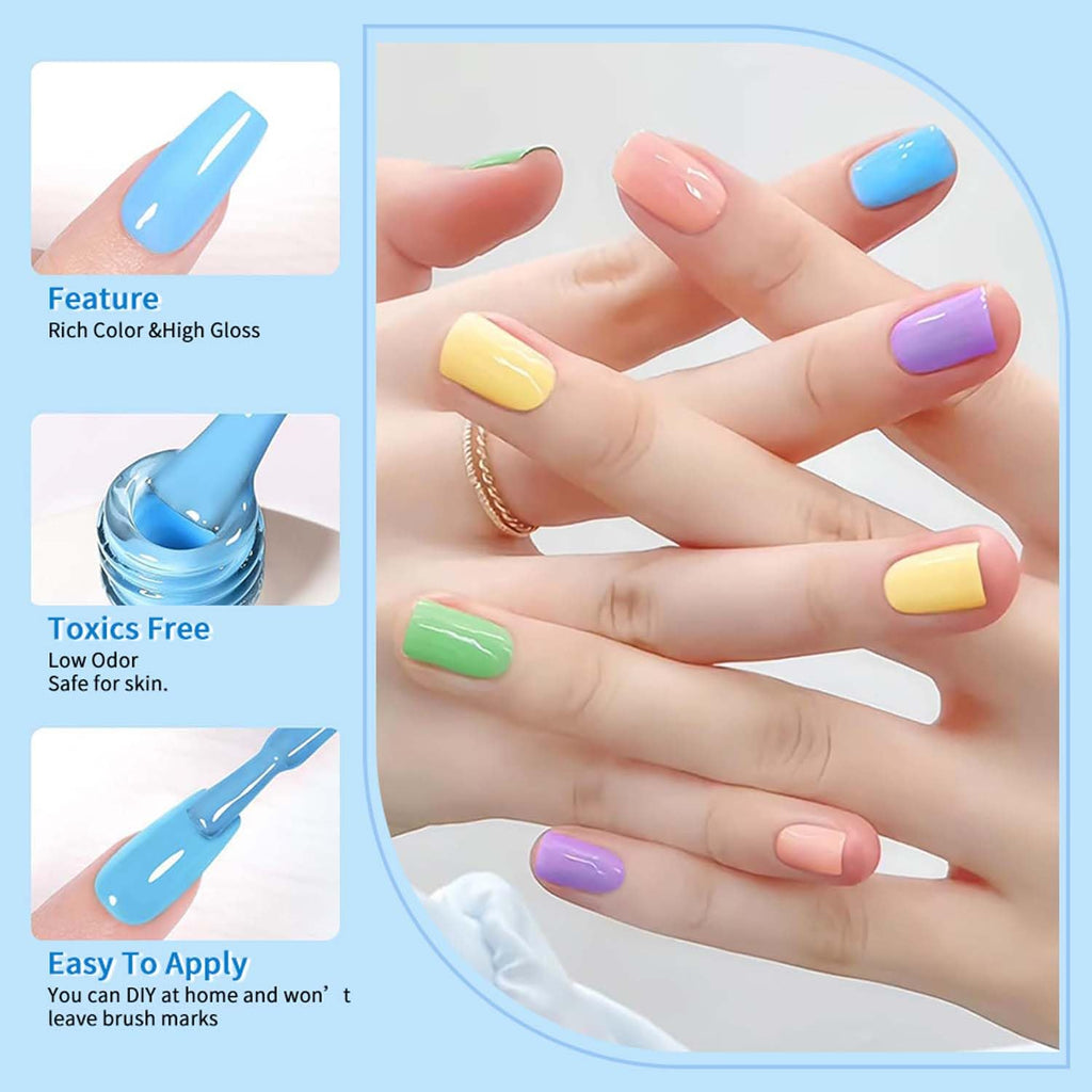 JR 9pcs 15ml Gel Nail Polish Set – Macaron Colors for Long-Lasting, Easy Soak-Off Manicures