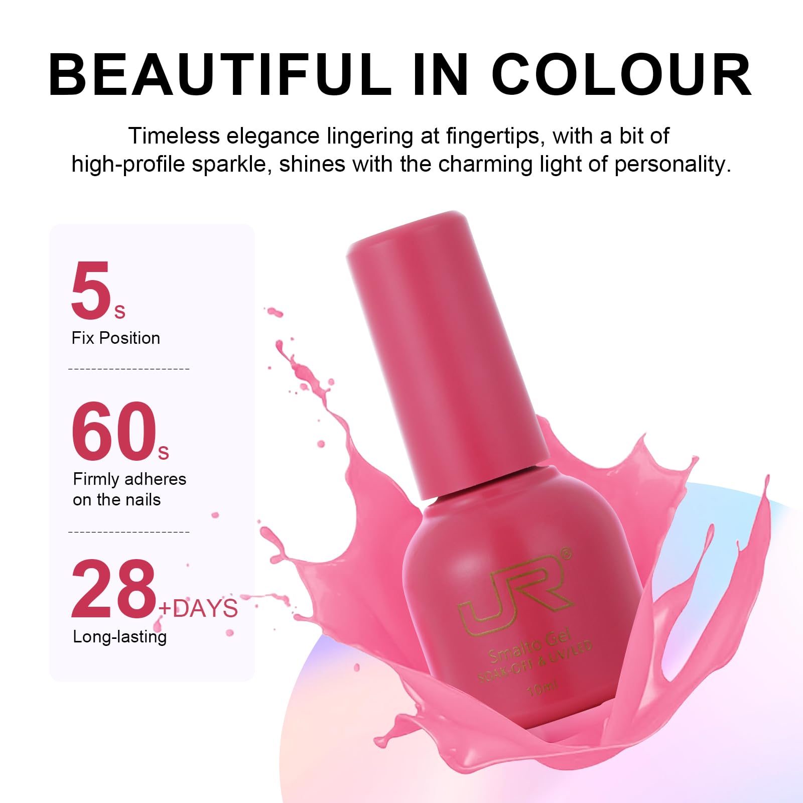 JR 35pcs Gel Nail Polish Set – 10ml, Same Color & Bottle | Base Coat, Top Coat, Matte Top | 60s LED/UV Cure