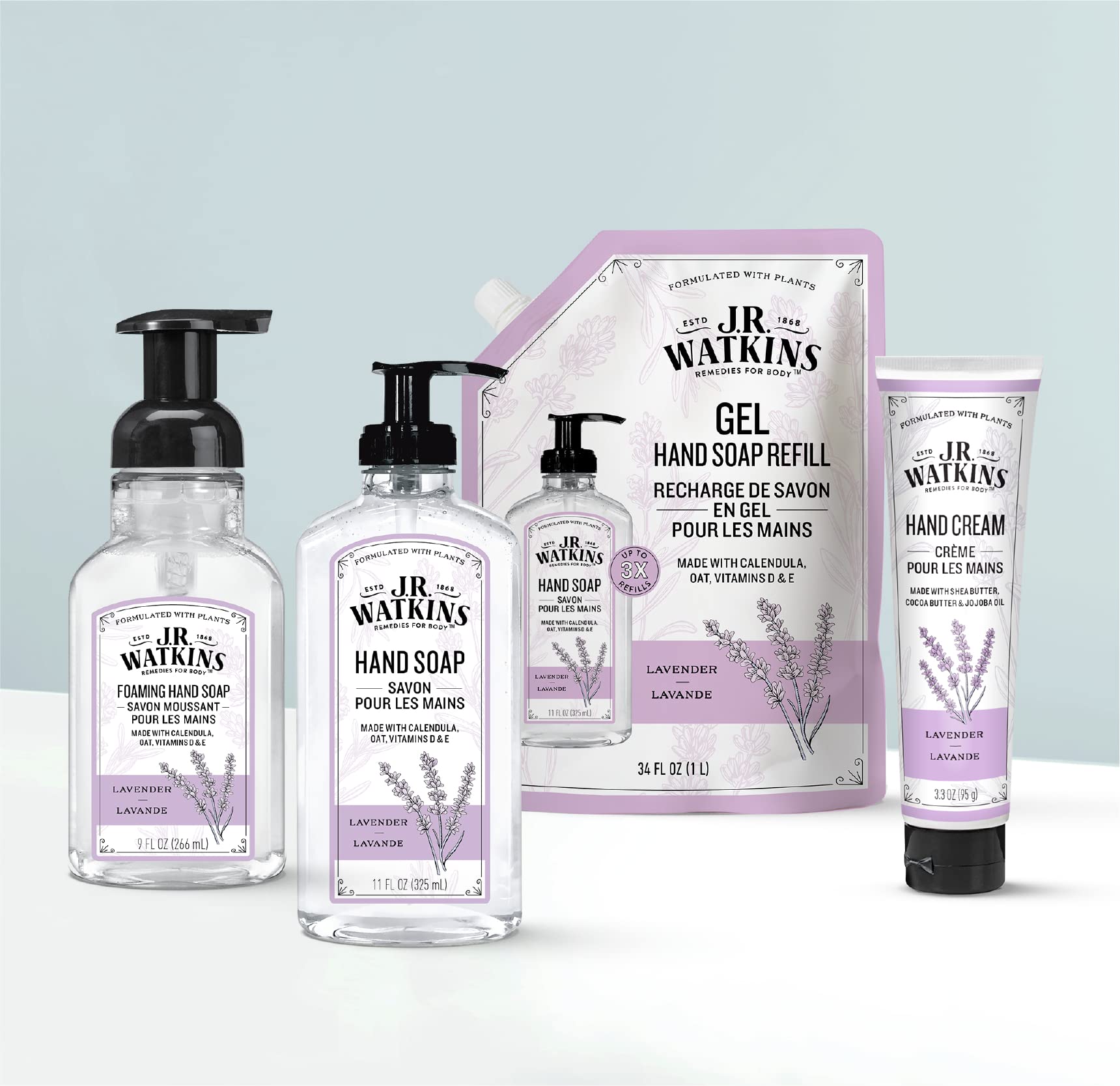 J.R. Watkins Lavender Foaming Hand Soap — 3 Pack, 9 oz, Alcohol-Free, Cruelty-Free, USA Made