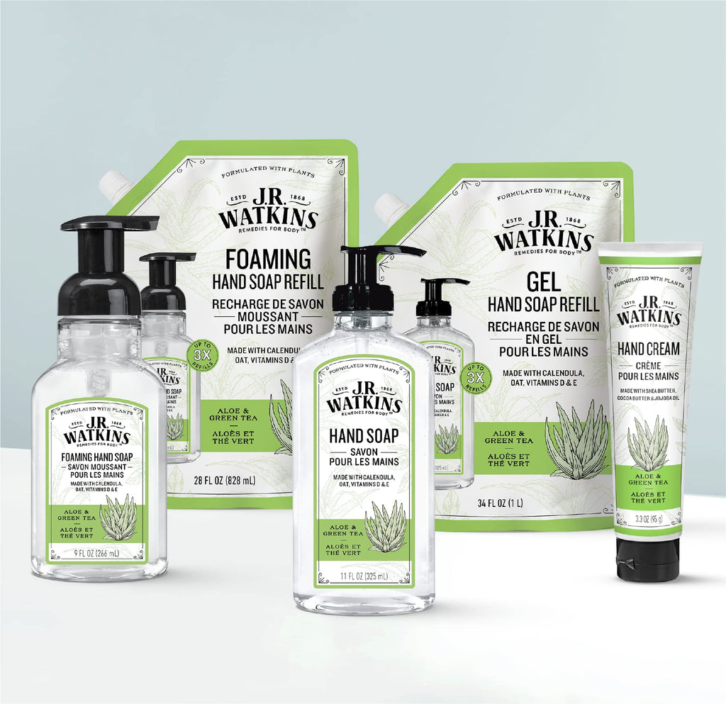 J.R. Watkins Foaming Hand Soap – Aloe & Green Tea, Alcohol-Free, 9 oz, 3 Pack