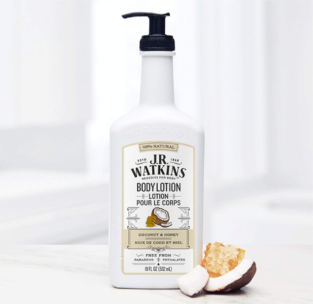 J.R. Watkins Daily Moisturizing Lotion – Hydrating Body Cream with Shea & Cocoa Butter, Coconut Milk & Honey – 18 oz Pump