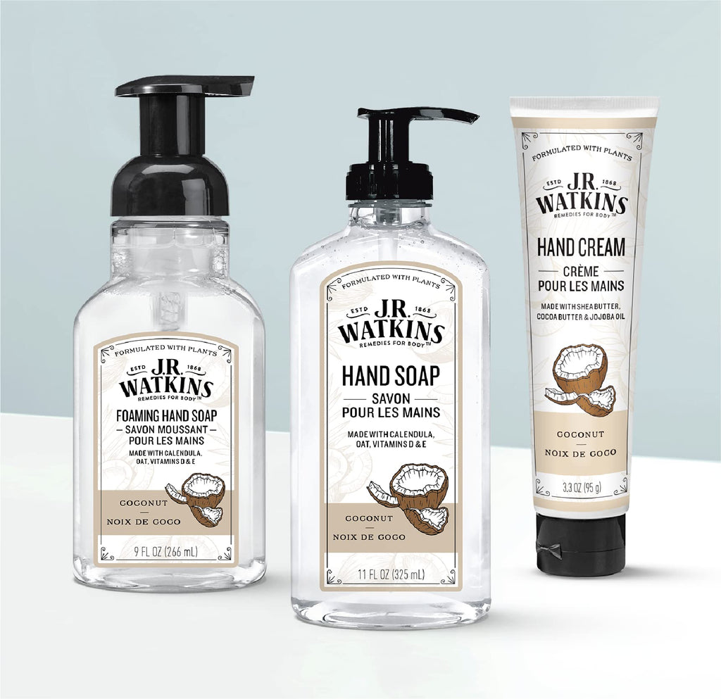 J.R. Watkins Gel Hand Soap – Coconut, USA Made, Cruelty-Free, 11 oz (6 Pack)