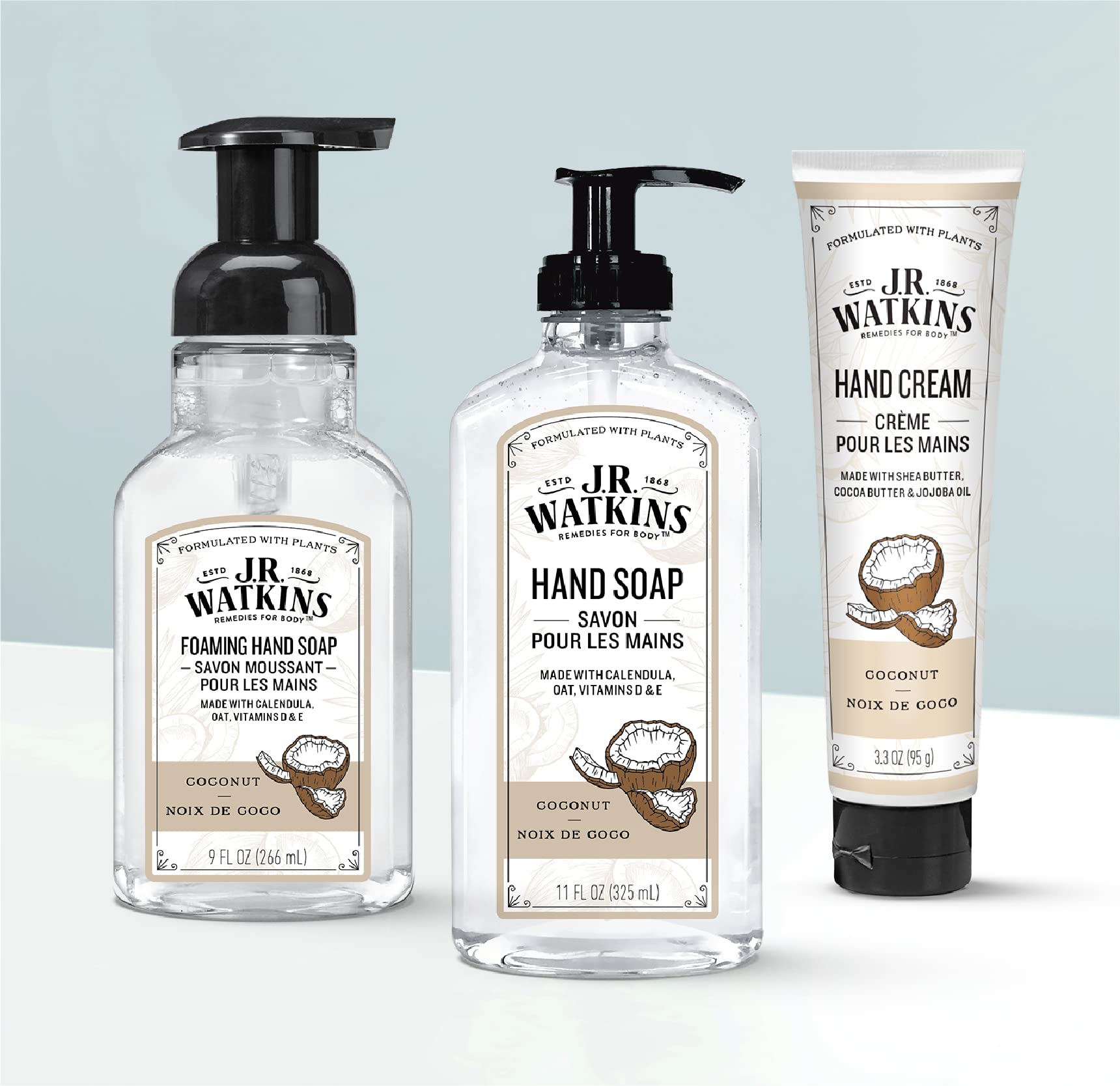 J.R. Watkins Gel Hand Soap – Coconut, USA Made, Cruelty-Free, 11 oz (6 Pack)