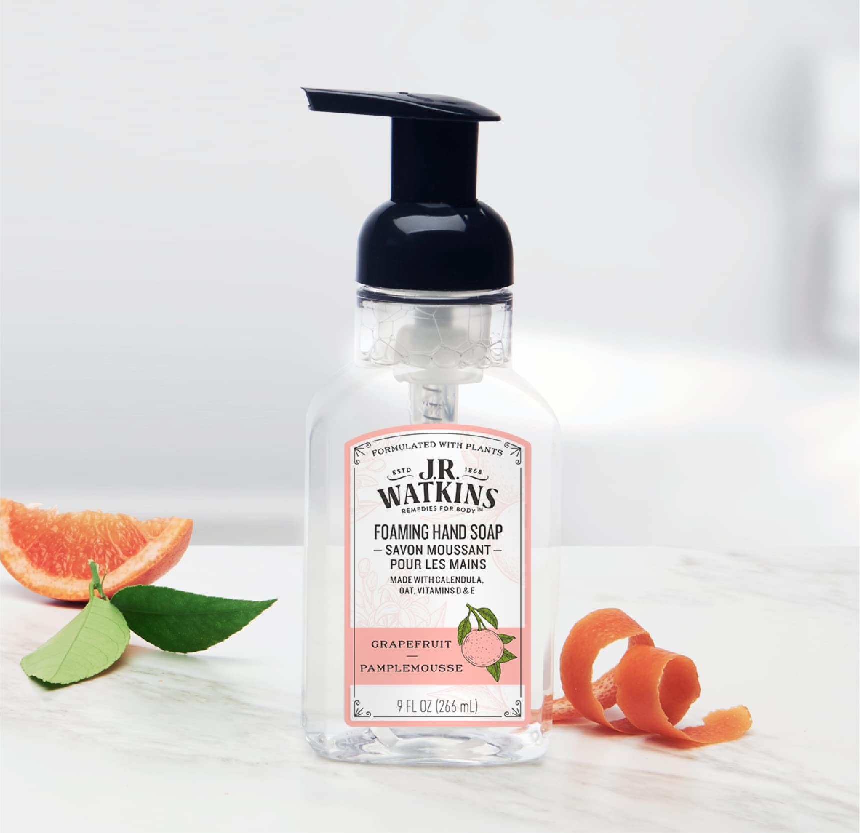 J.R. Watkins Foaming Hand Soap Pump – Grapefruit, Alcohol-Free, Cruelty-Free, USA Made, 9 fl oz (6 Pack)