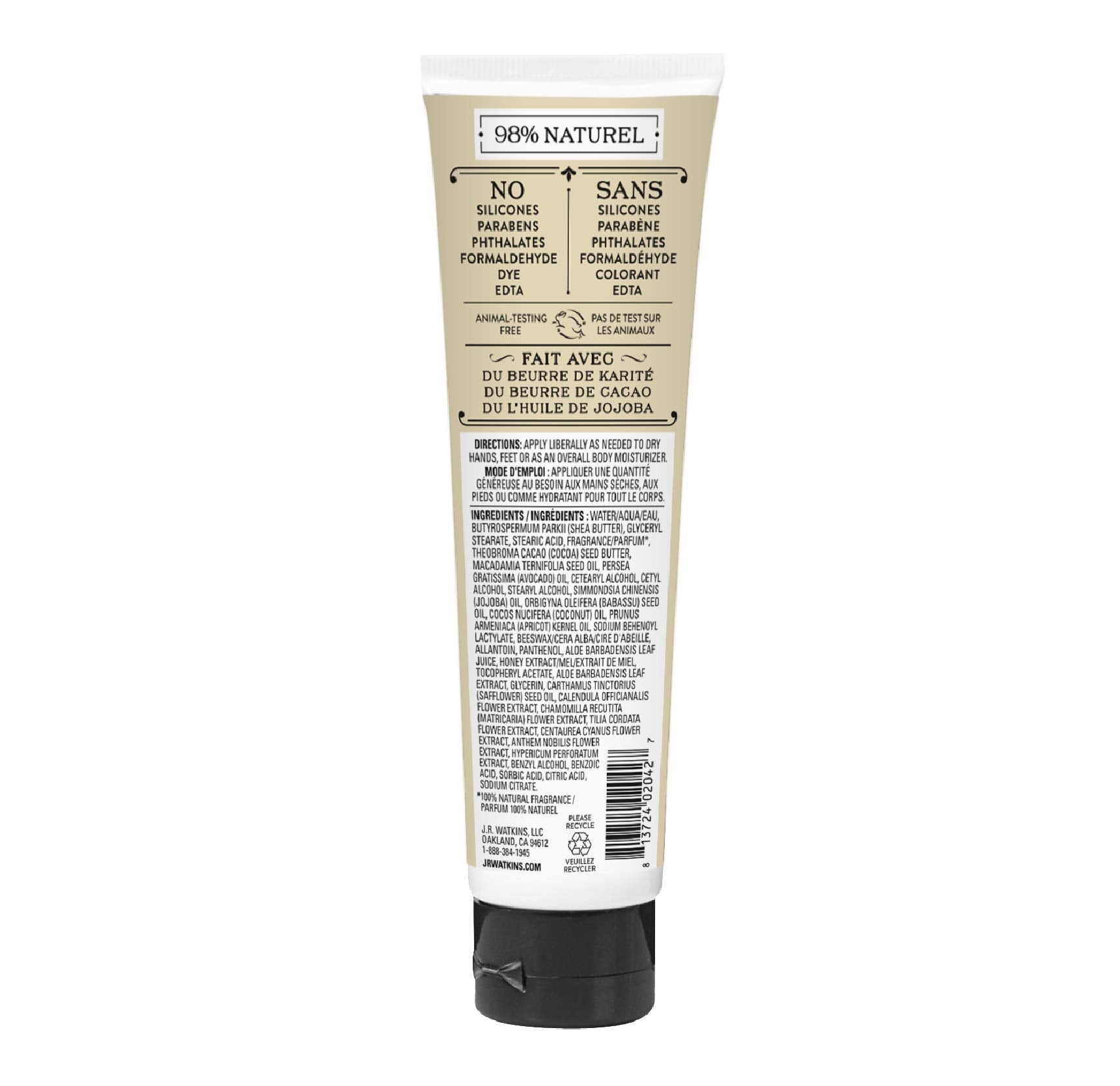 J.R. Watkins Hand Cream - Coconut (3.3 oz) Pack of 4 | Hydration, Made in USA