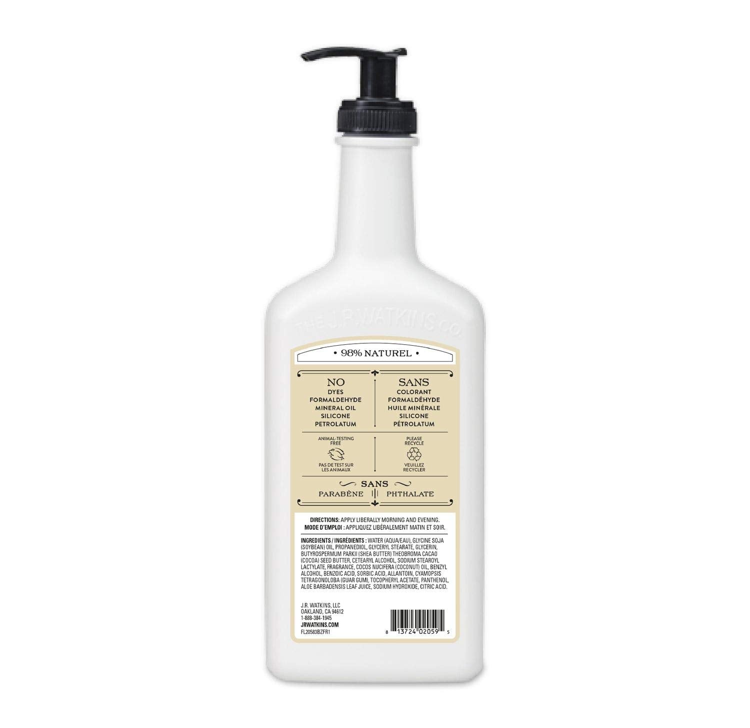 J.R. Watkins Daily Moisturizing Lotion – Hydrating Body Cream with Shea & Cocoa Butter, Coconut Milk & Honey – 18 oz Pump