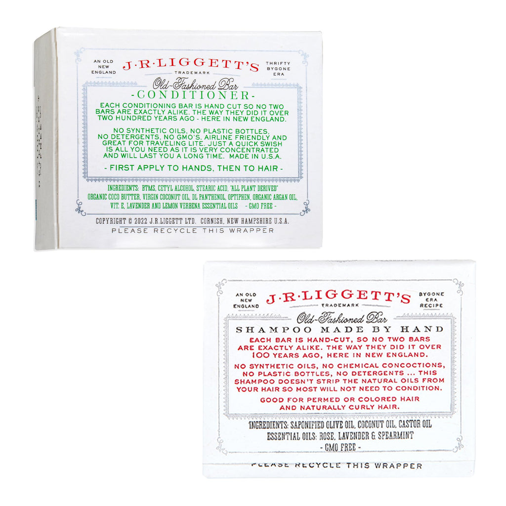 J.R.LIGGETT'S Original Formula Shampoo Bar & Conditioner Bar - 2-Pack (Plant-Based, Sulfate-Free)