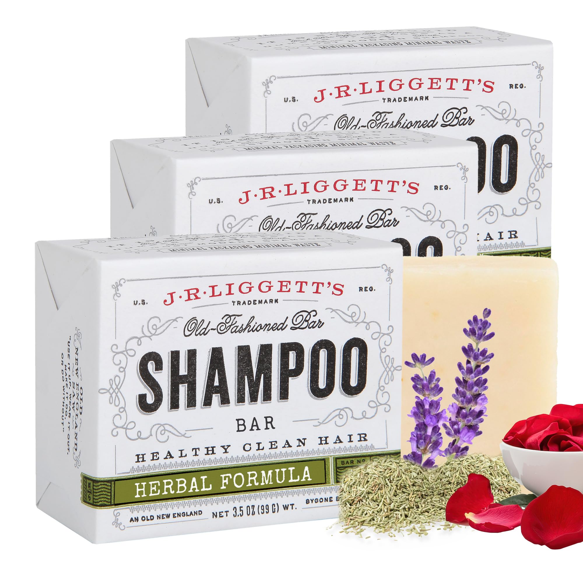 J.R.LIGGETT'S Shampoo Bar – Herbal, All-Natural, Sulfate Free (3 Pack)