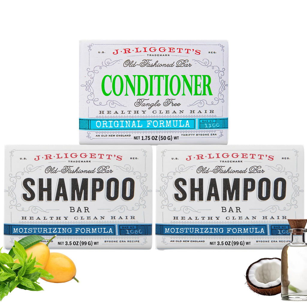 J.R.LIGGETT'S Shampoo & Conditioner Bar Set – 3 Pack | All-Natural, Plant-Based Hair Care