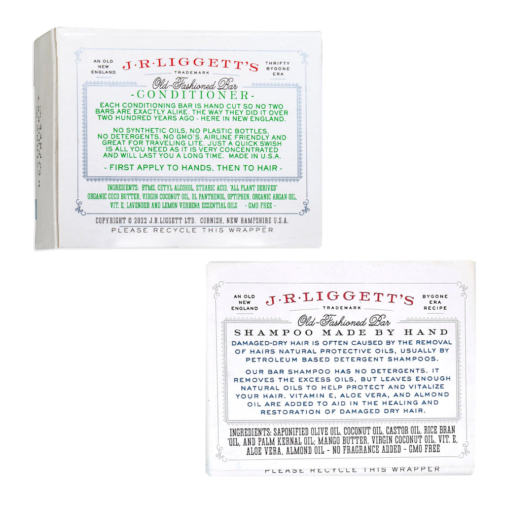 J.R.LIGGETT'S Shampoo & Conditioner Bar Set – 3 Pack | All-Natural, Plant-Based Hair Care