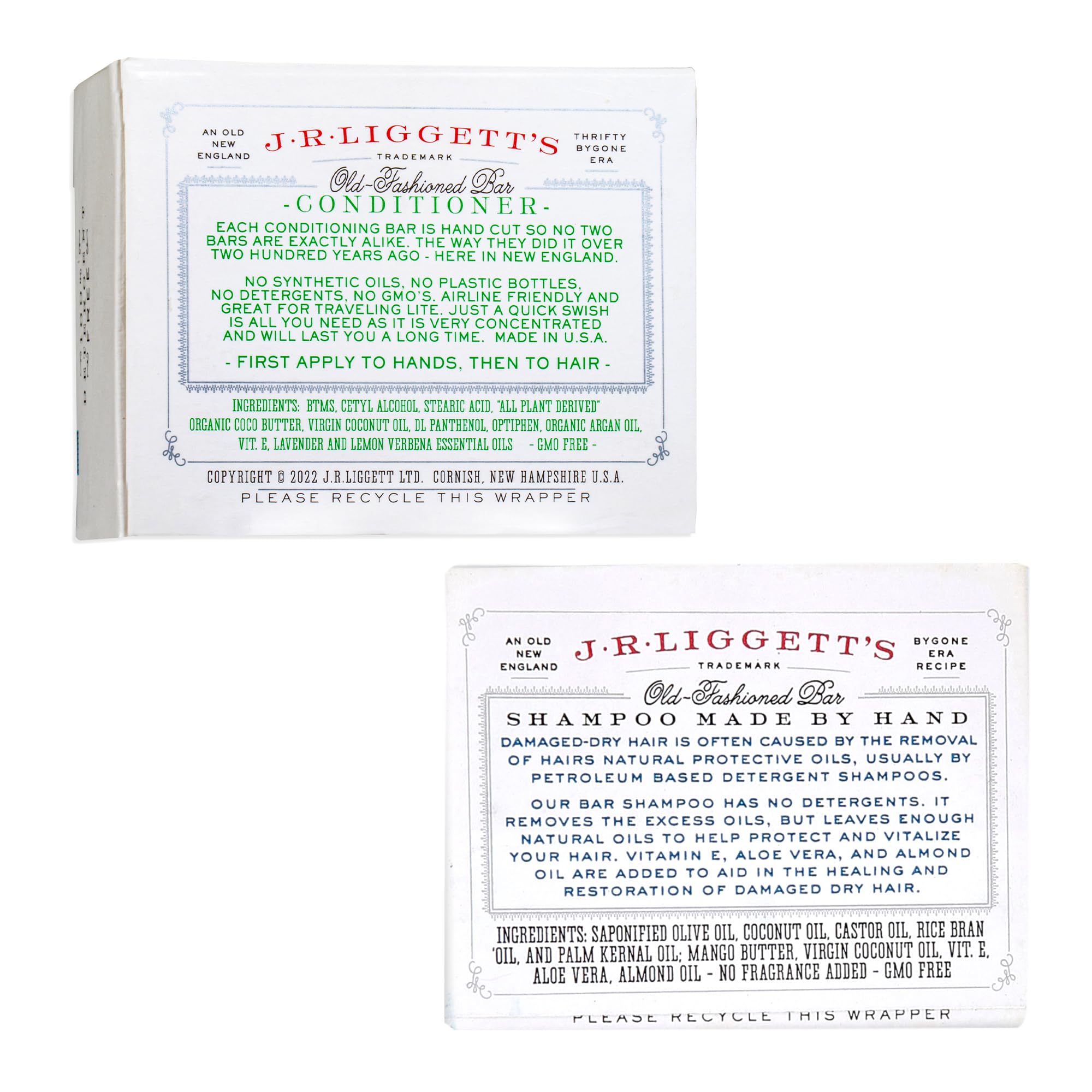 J.R.LIGGETT'S Shampoo & Conditioner Bar Set – 3 Pack | All-Natural, Plant-Based Hair Care