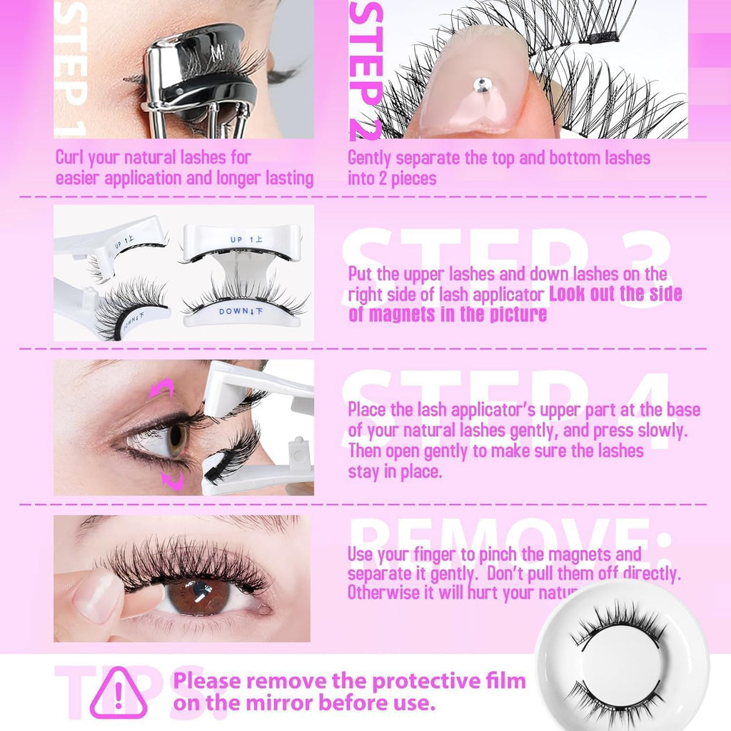 Hunnyfit Magnetic Lashes by Jsqianfei — Natural Look, Reusable, No Glue or Liner Needed (Camellia+Simple)