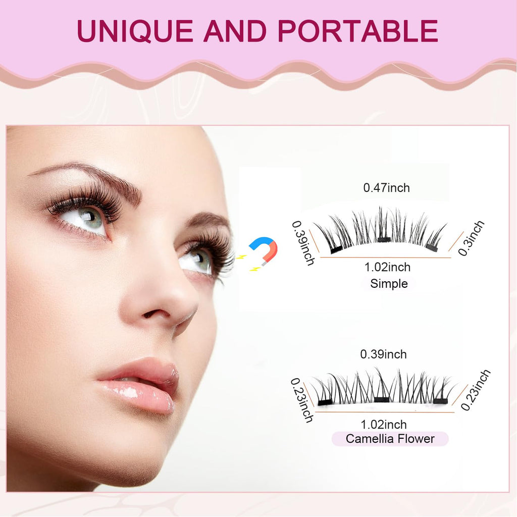 Hunnyfit Magnetic Lashes by Jsqianfei — Natural Look, Reusable, No Glue or Liner Needed (Camellia+Simple)