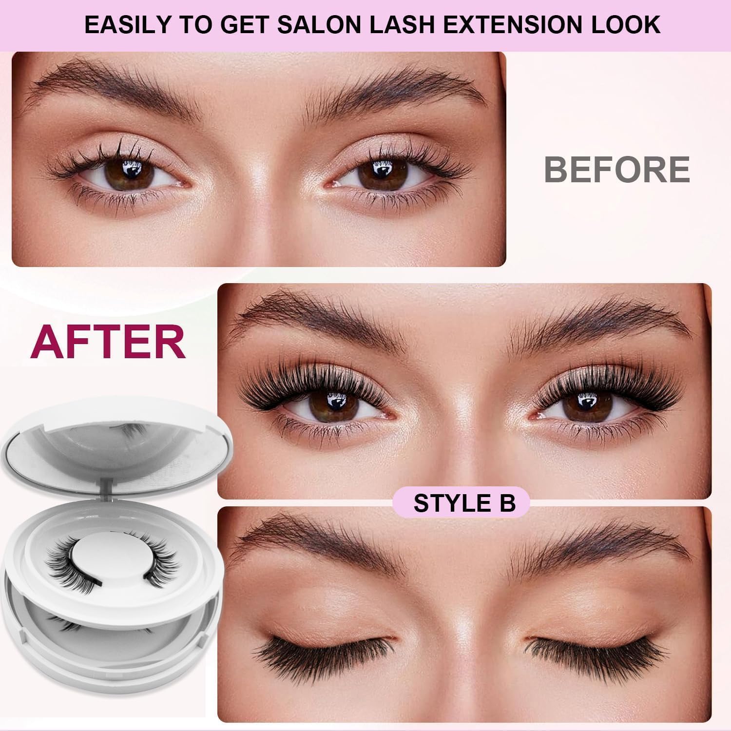 Hunnyfit Magnetic Lashes by Jsqianfei — Natural Look, Reusable, No Glue or Liner Needed (Camellia+Simple)