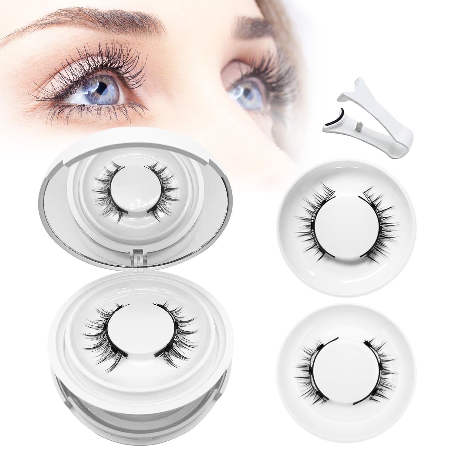 Hunnyfit Magnetic Lashes by Jsqianfei – Reusable Magnetic Eyelashes with Applicator (No Glue Needed)