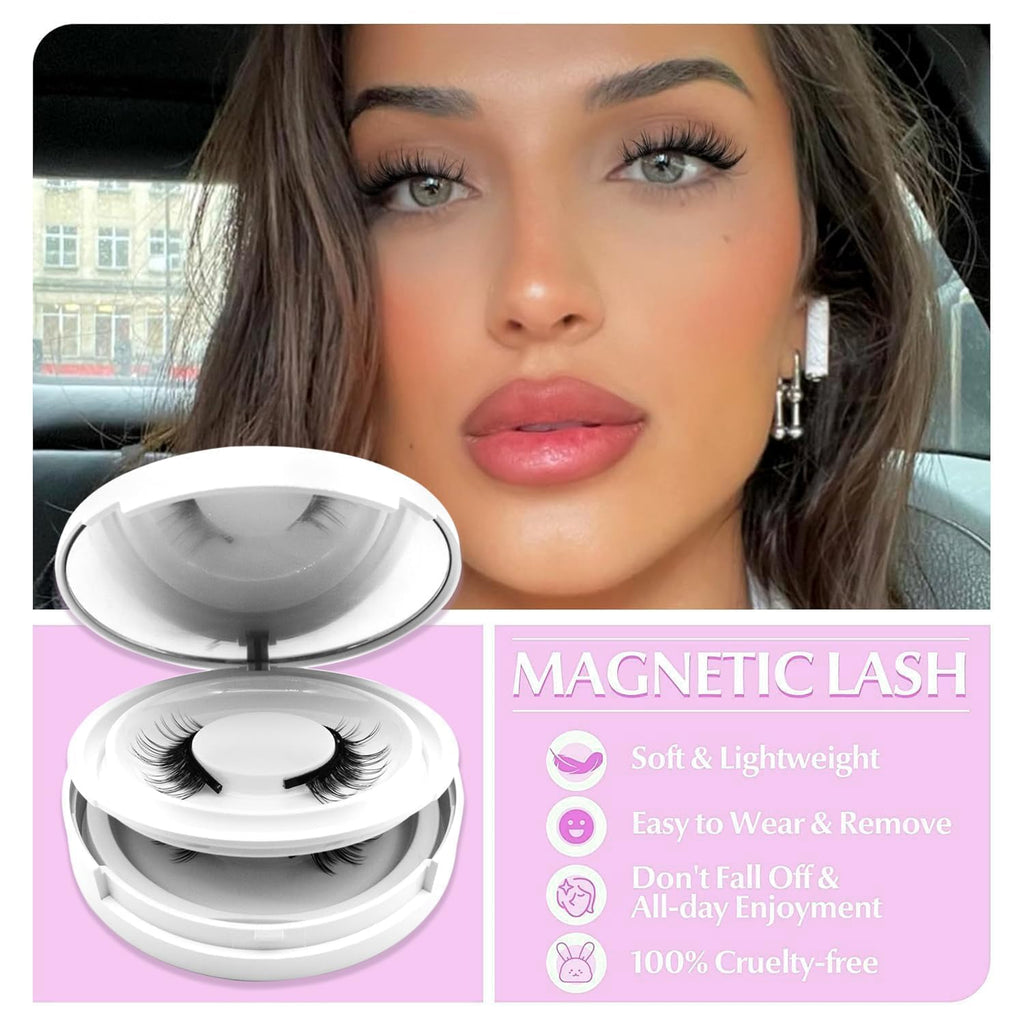 Hunnyfit Magnetic Lashes by Jsqianfei – Reusable Magnetic Eyelashes with Applicator (No Glue Needed)