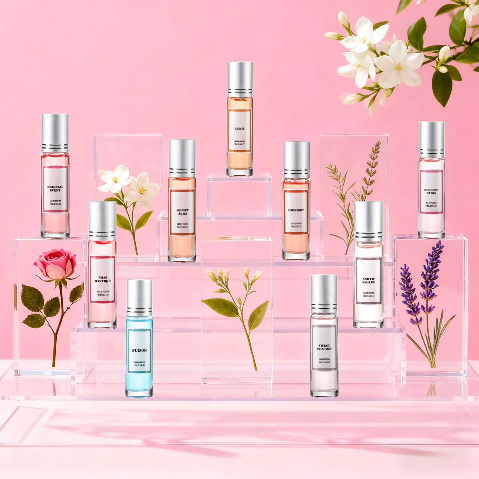 Jsykt Perfume Sets for Women – 9pc Long-Lasting Roll-On Gift Set (Citrus, Amber, Musk, Vanilla)