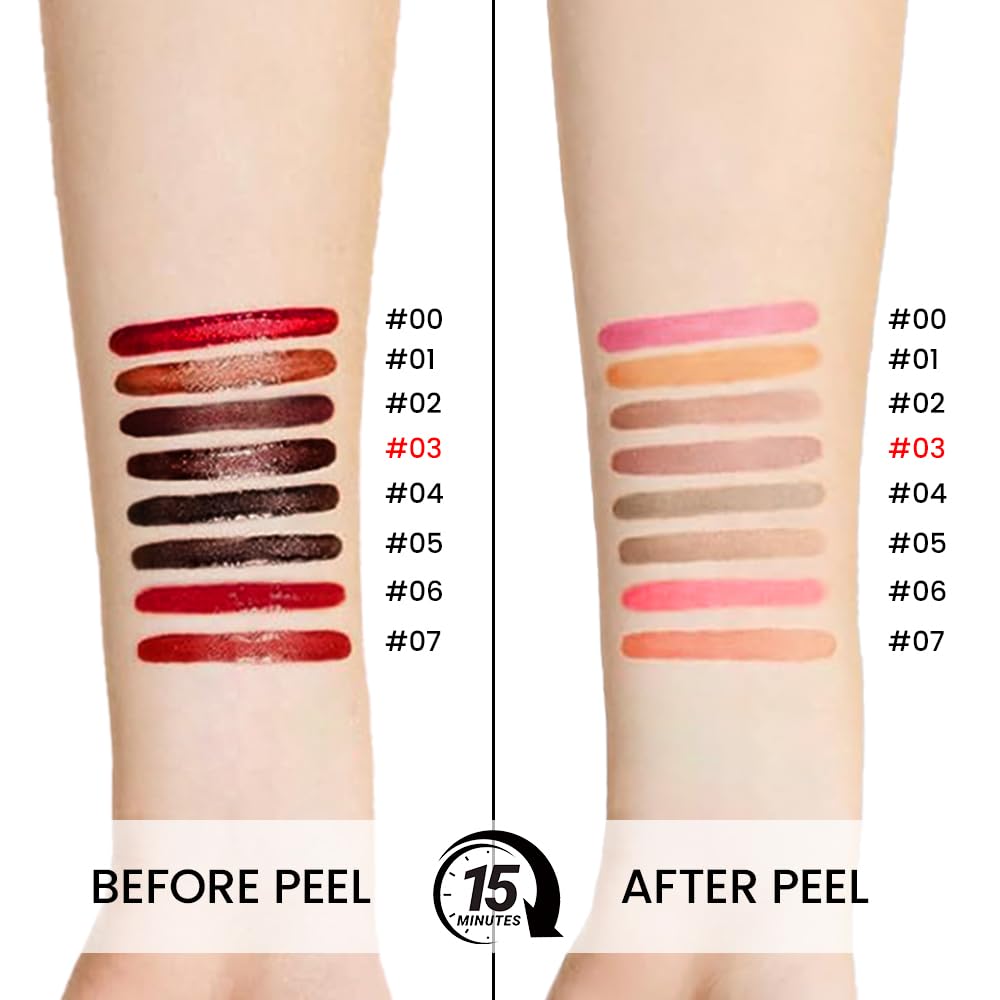JUAAZIN 3Pcs Matte Peel-Off Lip Stain with Tweezer — Long-Lasting Waterproof Lip Color