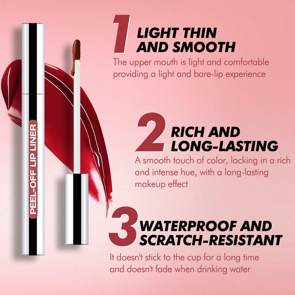 JUAAZIN 3Pcs Matte Peel-Off Lip Stain with Tweezer — Long-Lasting Waterproof Lip Color