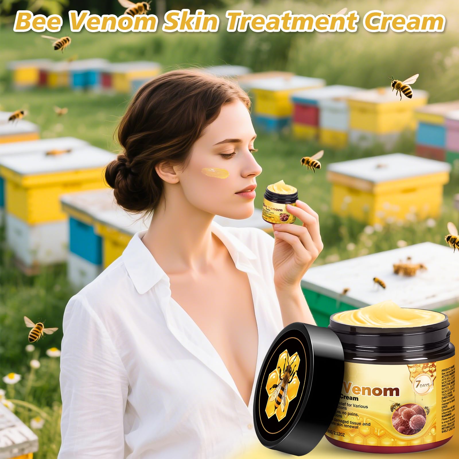 Juanchi Bee Venom Skin Treatment Cream – 2025 Upgrade Pro Repair, Firming Moisturizer for All Skin Types | 2-Piece Set
