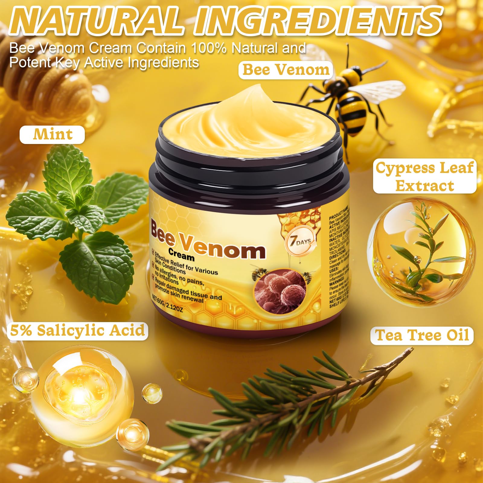 Juanchi Bee Venom Skin Treatment Cream – 2025 Upgrade Pro Repair, Firming Moisturizer for All Skin Types | 2-Piece Set