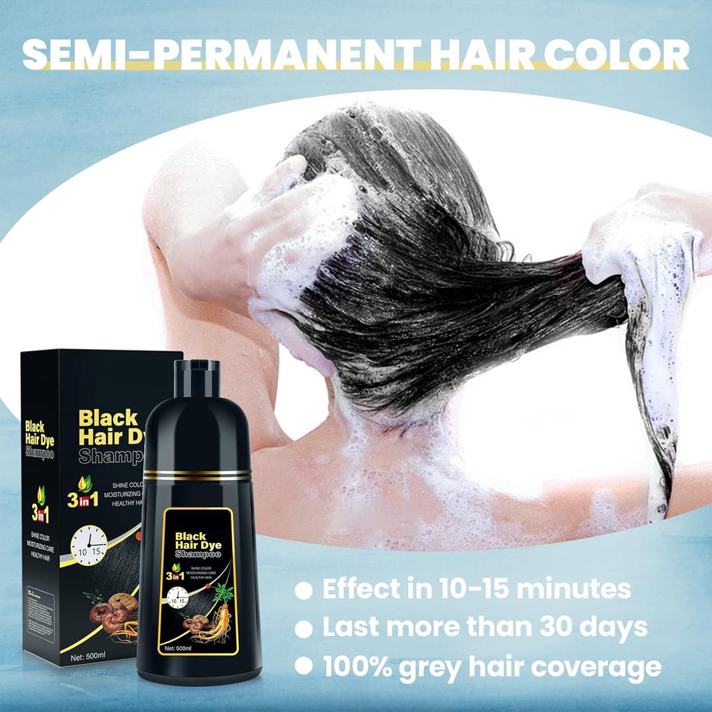 JUANCHI Gray Hair Coverage Shampoo | 3-in-1 Herbal Formula for Women & Men, 500ml