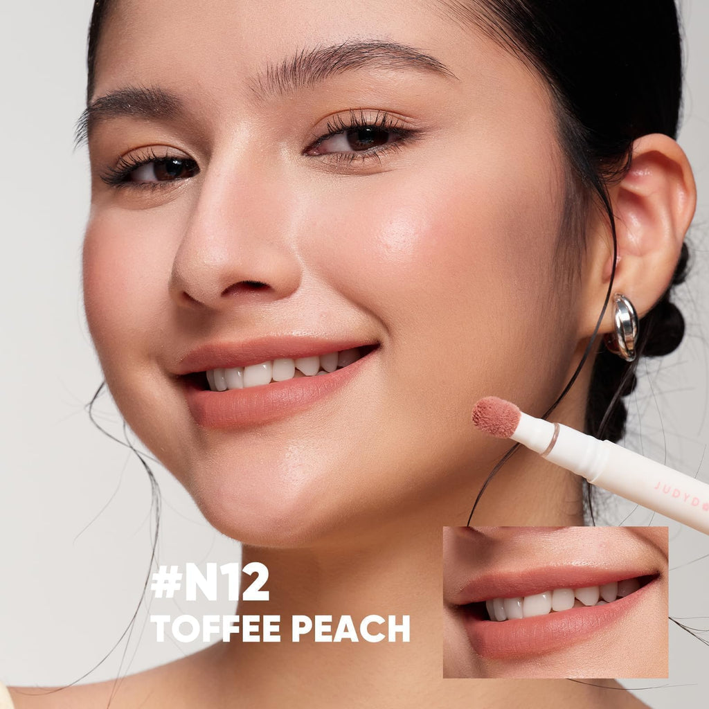 JUDYDOLL Cushion Matte Lip Cream – Hydrating Long-Lasting Lipstick, N12 Toffee Peach