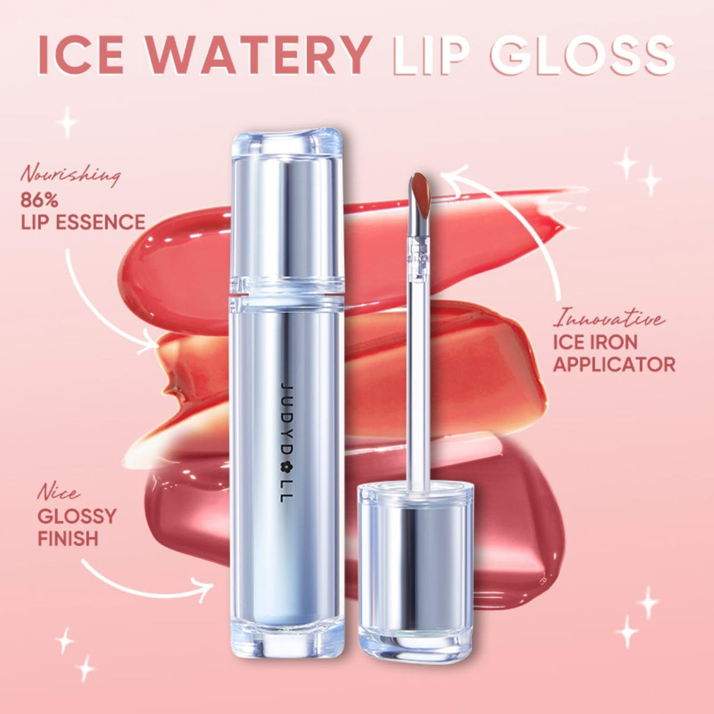 JUDYDOLL Ice Watery Lip Gloss – Waterproof, Long-Lasting Hydrating Lip Shine (Grape Shake, 2.4 g)