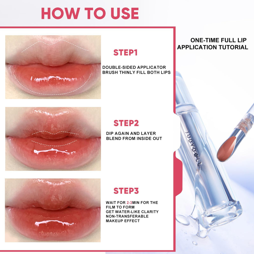 JUDYDOLL Ice Watery Lip Gloss – Waterproof, Long-Lasting Hydrating Lip Shine (Grape Shake, 2.4 g)