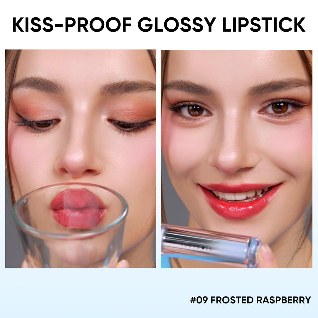 JUDYDOLL Ice Watery Lip Gloss #10 Juiced Berry – Non-Sticky, Long-Lasting Lip Color with Hyaluronic Acid & Collagen