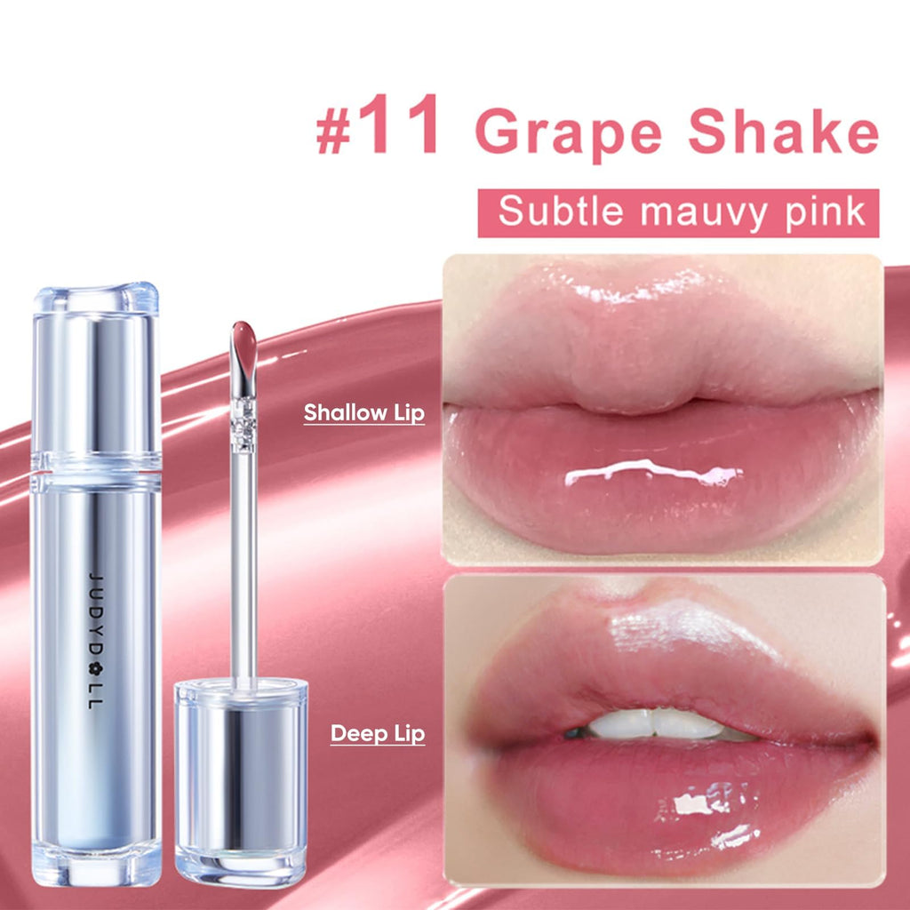 JUDYDOLL Ice Watery Lip Gloss – Waterproof, Long-Lasting Hydrating Lip Shine (Grape Shake, 2.4 g)