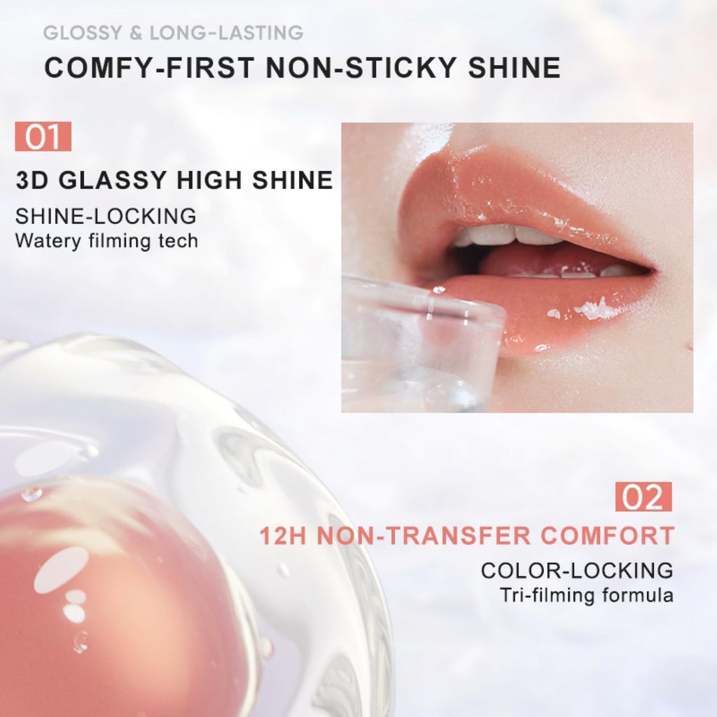 JUDYDOLL Ice Watery Lip Gloss – Waterproof, Long-Lasting Hydrating Lip Shine (Grape Shake, 2.4 g)