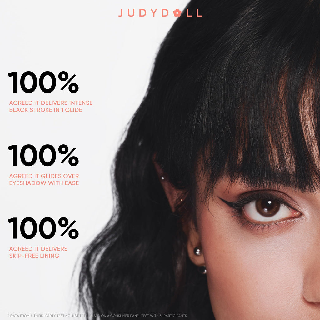 JUDYDOLL Ink Glider Longlasting Liquid Eyeliner – 30H Waterproof, Ultra-Fine Tip, Deep Black
