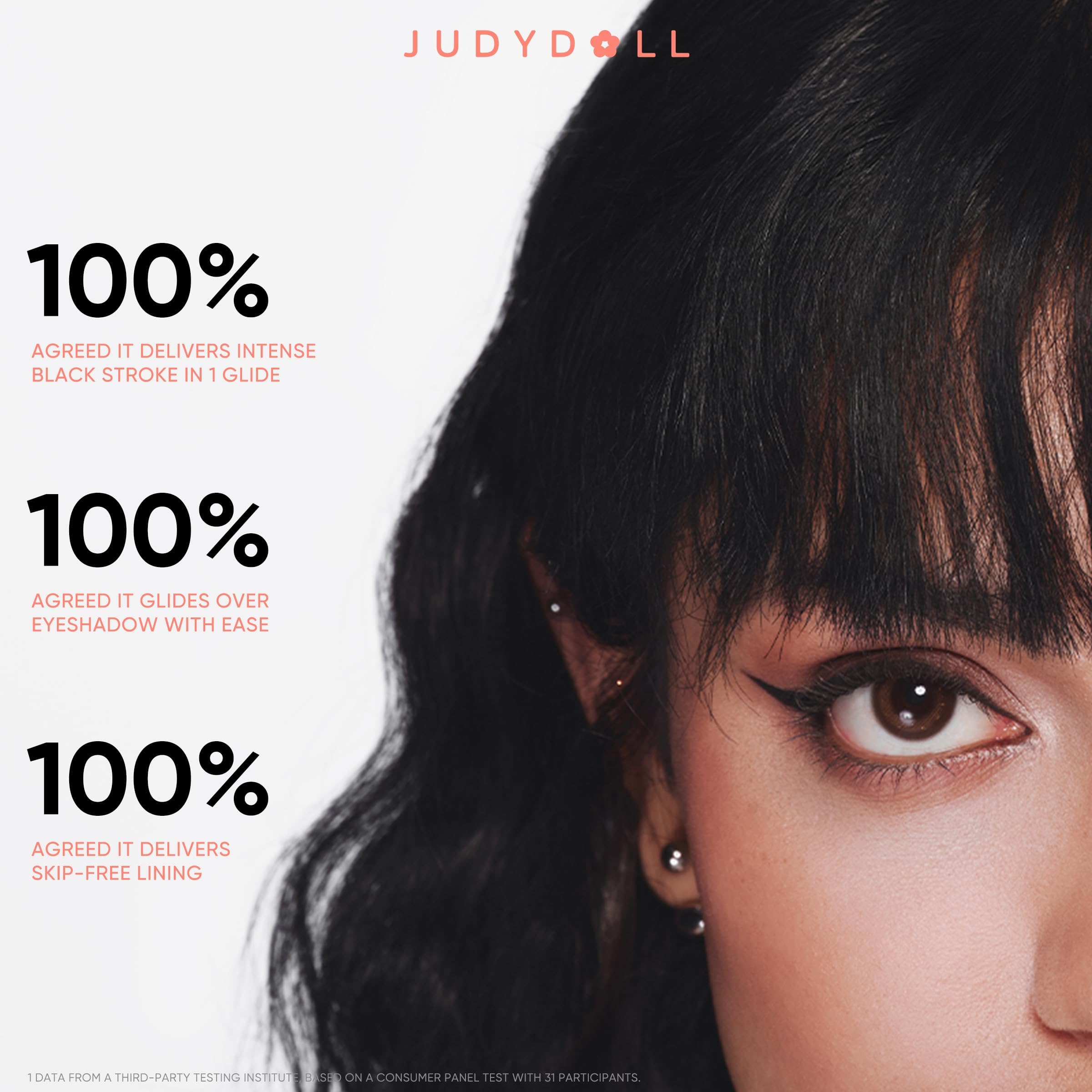 JUDYDOLL Ink Glider Longlasting Liquid Eyeliner – 30H Waterproof, Ultra-Fine Tip, Deep Black