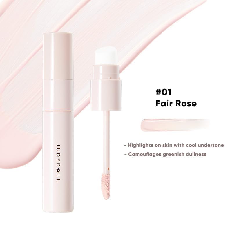 JUDYDOLL Liquid Contour & Highlighter — 2-in-1 Sculpt & Glow with Dual Brushes | 01 Fair Rose