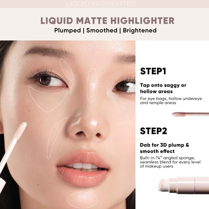 JUDYDOLL Liquid Contour & Highlighter — 2-in-1 Sculpt & Glow with Dual Brushes | 01 Fair Rose