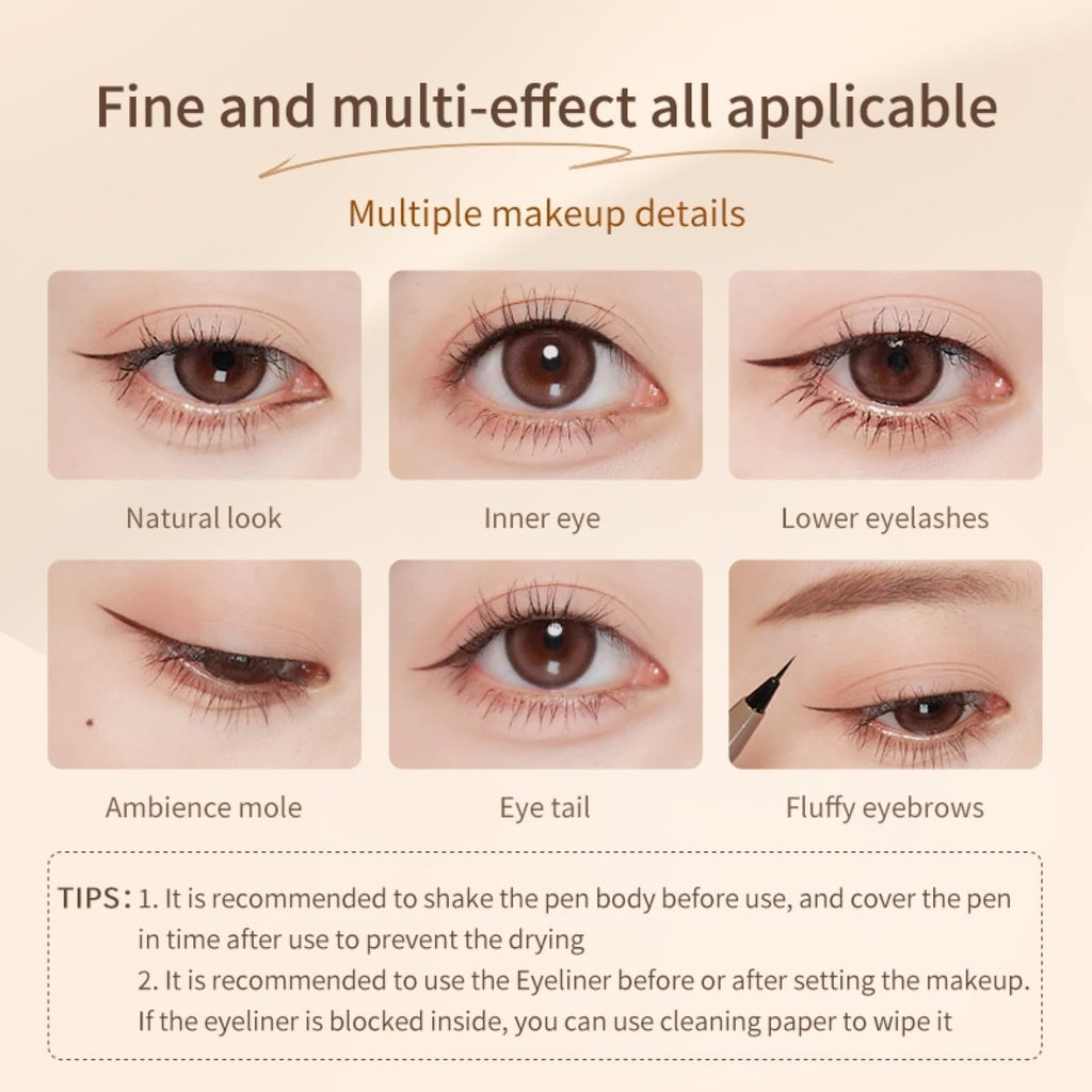JUDYDOLL Ultra-Fine Liquid Eyeliner – Precision Tip, Waterproof, 8H Wear (#02 Deep Brown)