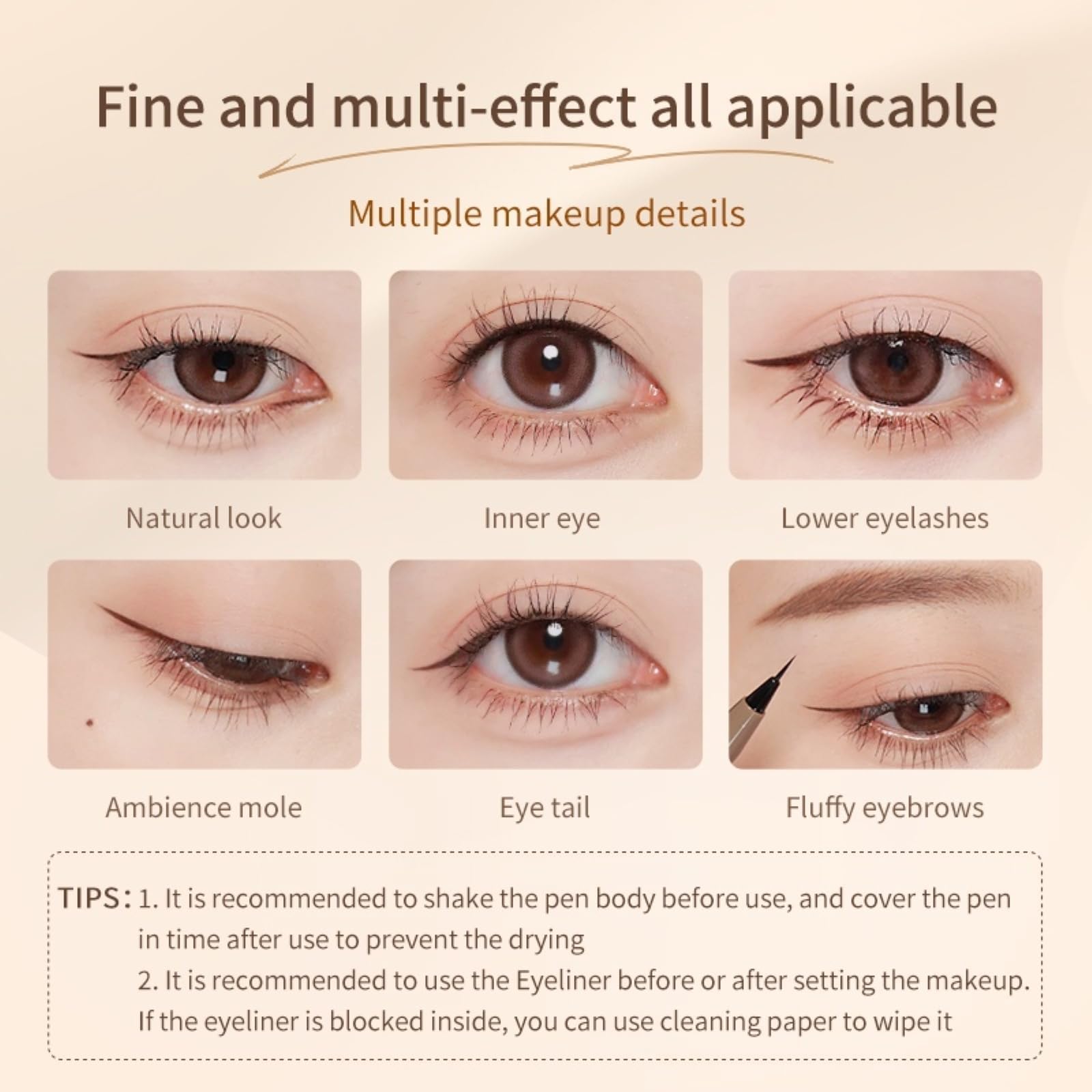 JUDYDOLL Ultra-Fine Liquid Eyeliner – Precision Tip, Waterproof, 8H Wear (#02 Deep Brown)