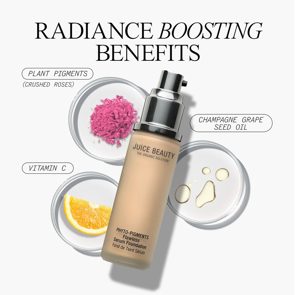 Juice Beauty Phyto-Pigments Flawless Serum Foundation 17 Medium Tan — Vegan, Cruelty-Free, 30 mL