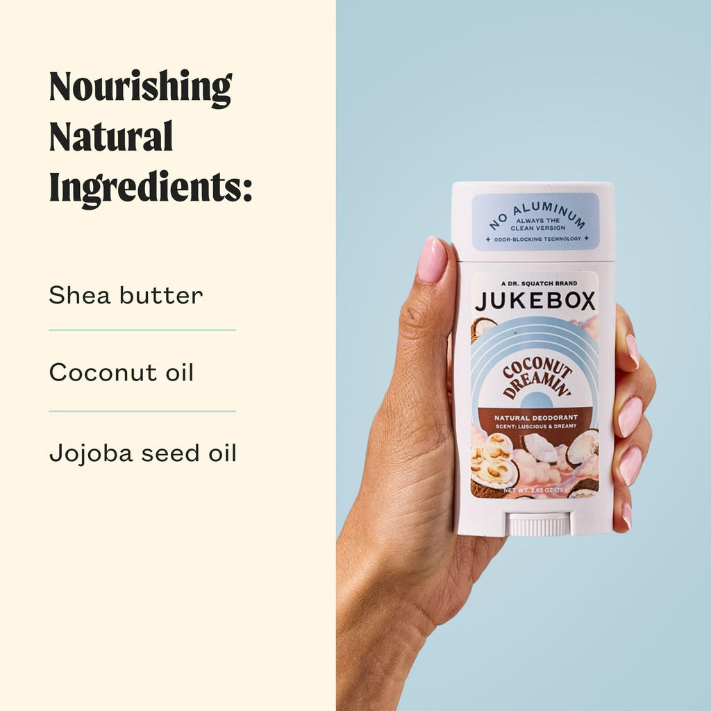 JUKEBOX Coconut Dreamin' Natural Deodorant for Women – Aluminum-Free, No Baking Soda, 2.65oz (2-Pack)